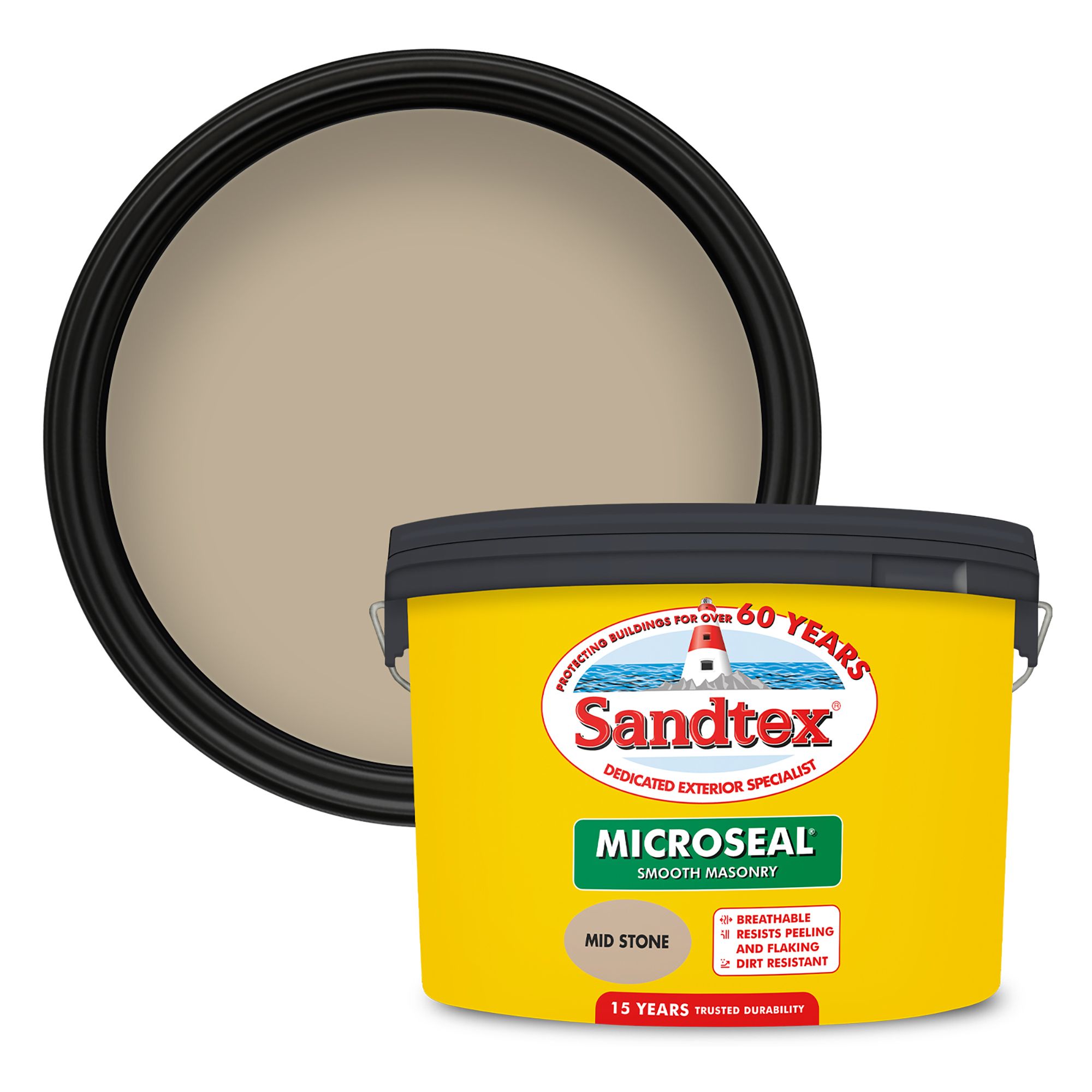 Sandtex Mid stone Ultra smooth Masonry paint, 10L
