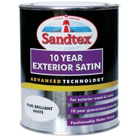 Sandtex Pure brilliant white Satin Metal & wood paint, 750ml