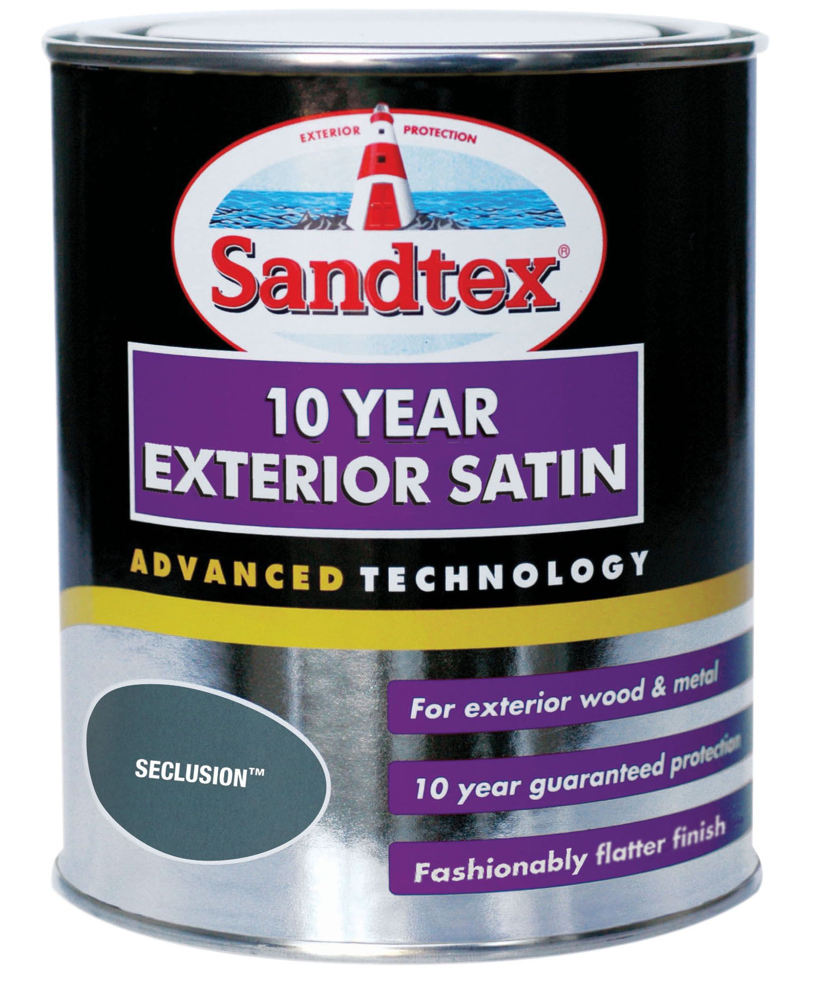 Sandtex Seclusion Grey Satinwood Exterior Metal & Wood Paint, 750ml ...