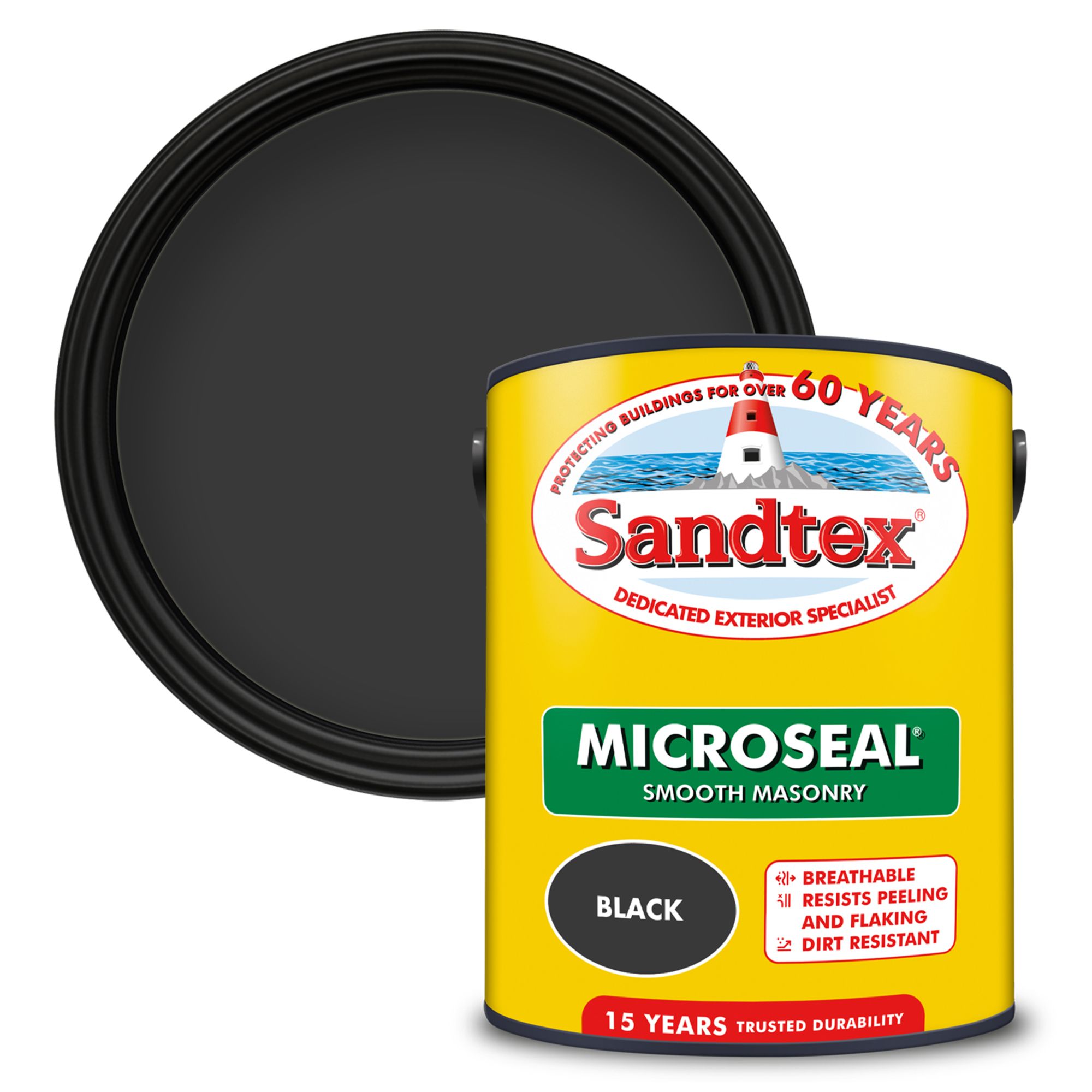 Sandtex Ultra smooth Black Masonry paint, 5L