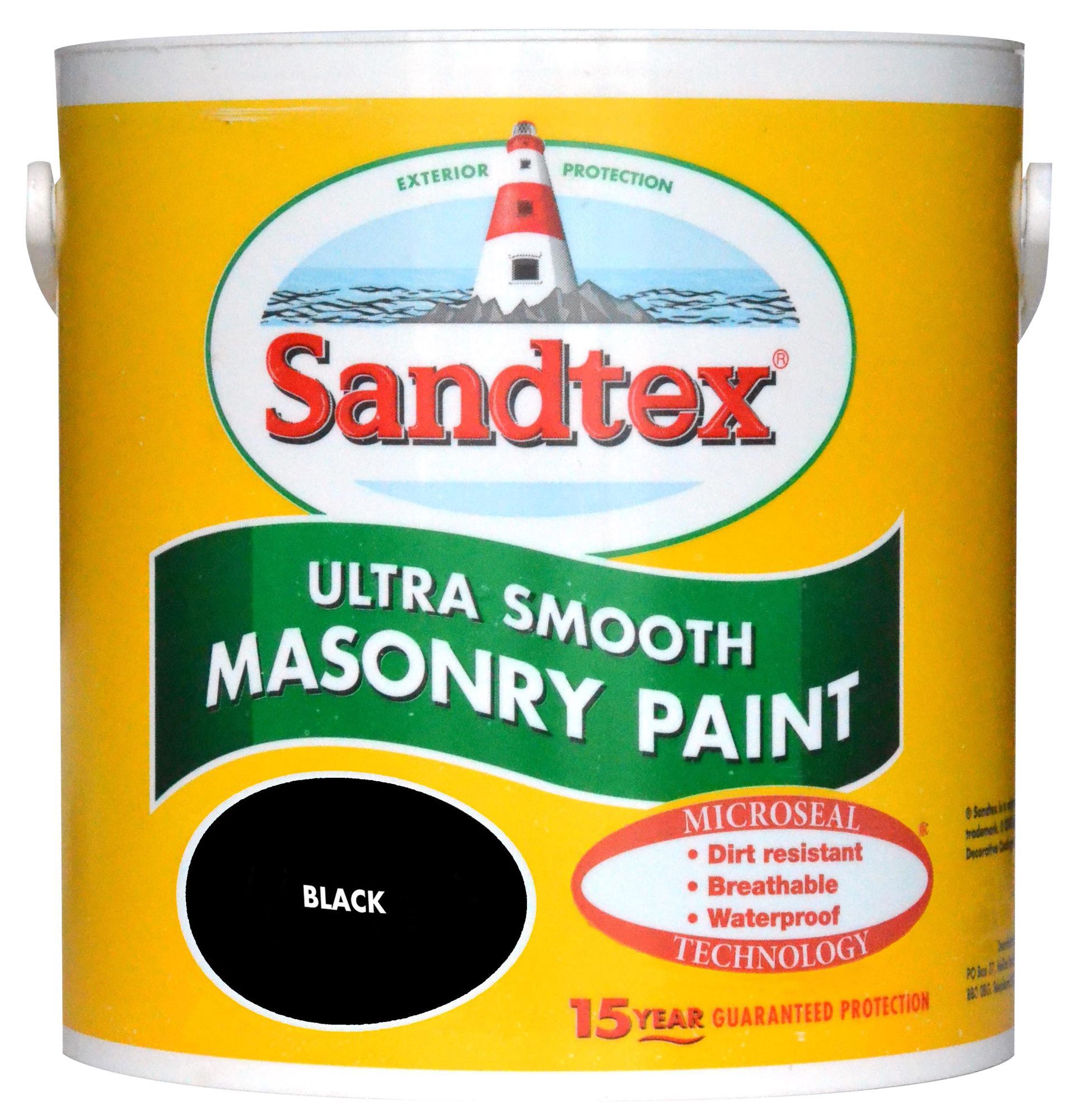 Sandtex Ultra smooth Black Smooth Black Masonry paint, 2.5L