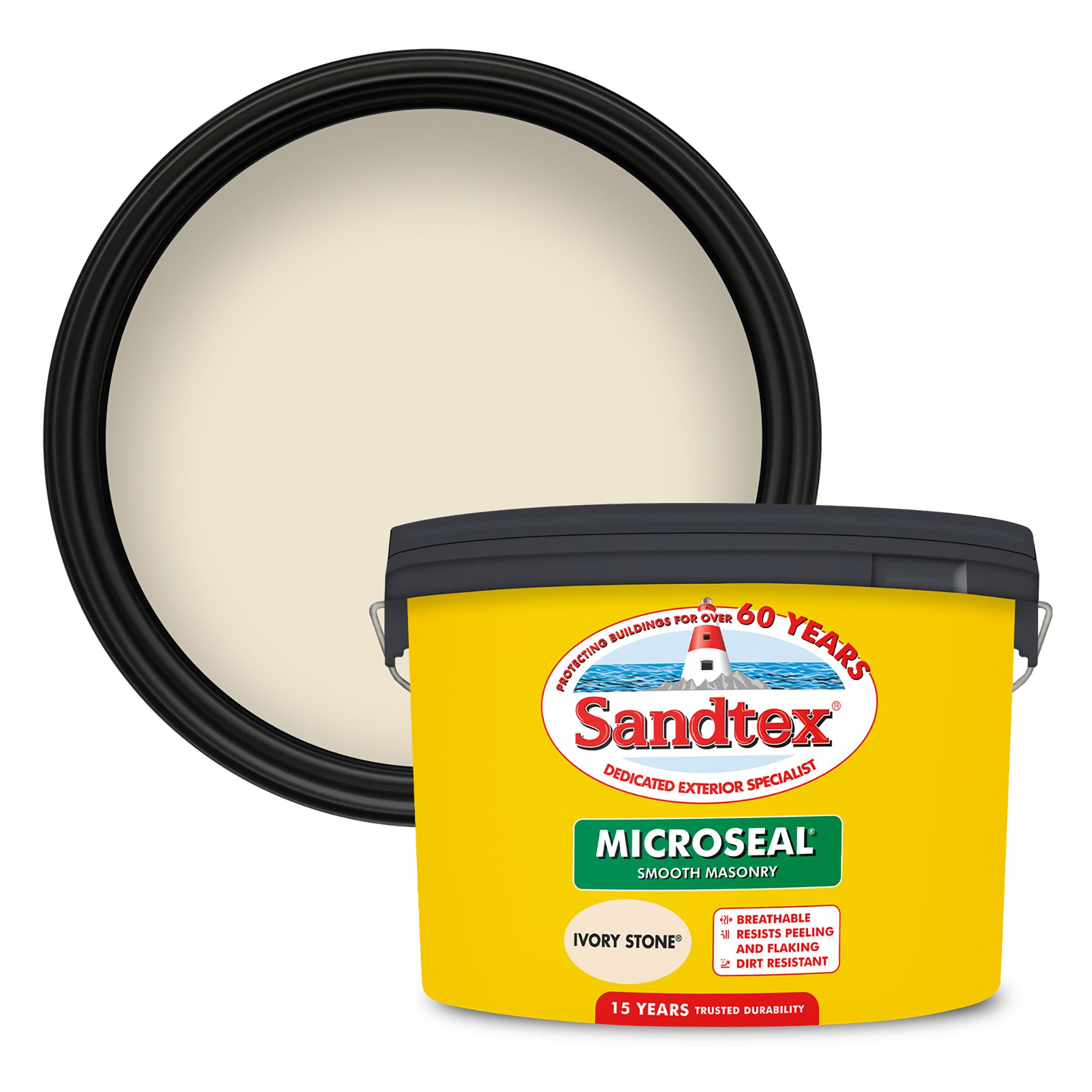 Sandtex Ultra smooth Ivory stone Cream Masonry paint, 10L