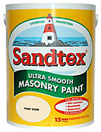 Sandtex Ultra smooth Ivory stone Masonry paint, 5L