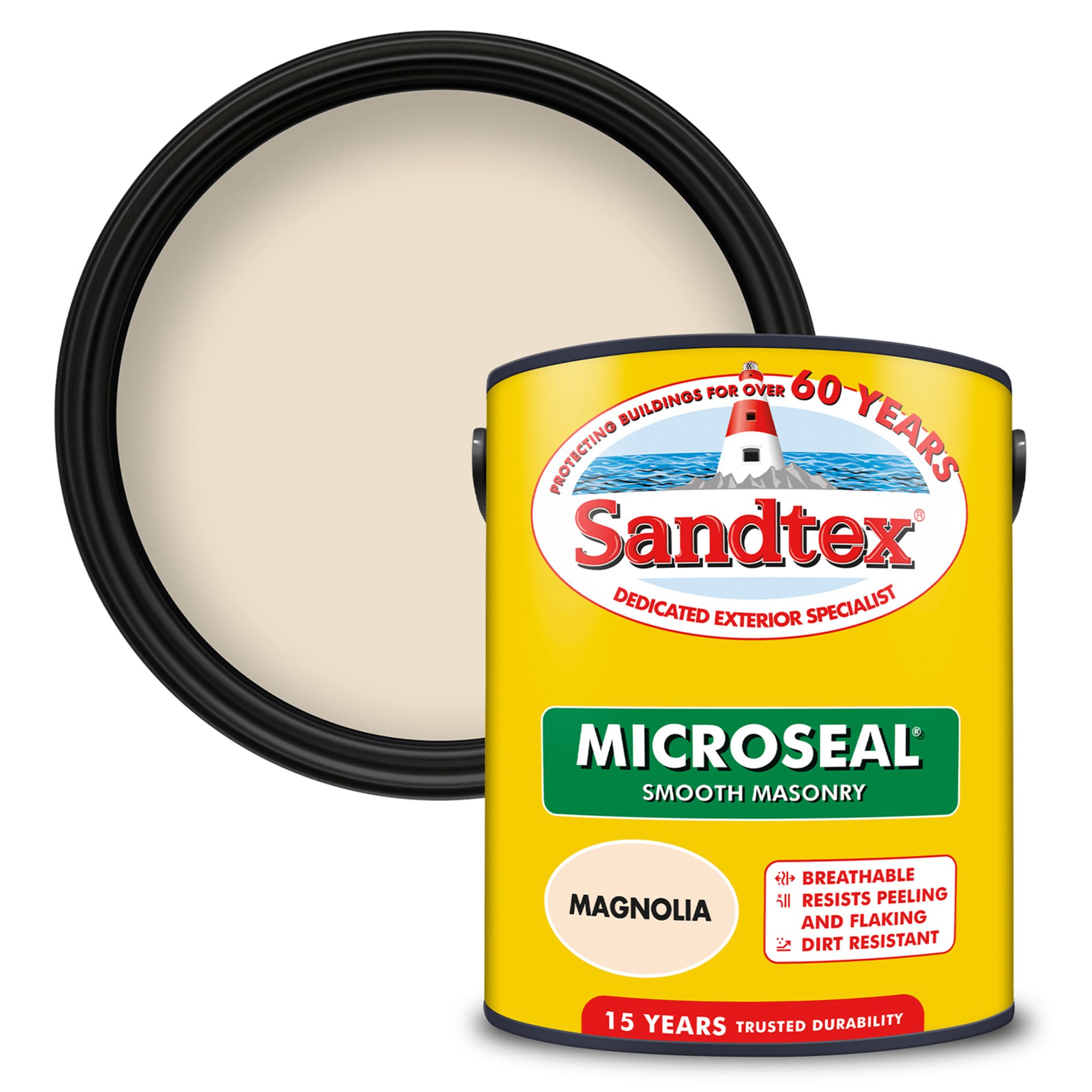 Sandtex Ultra smooth Magnolia Cream Masonry paint, 5L