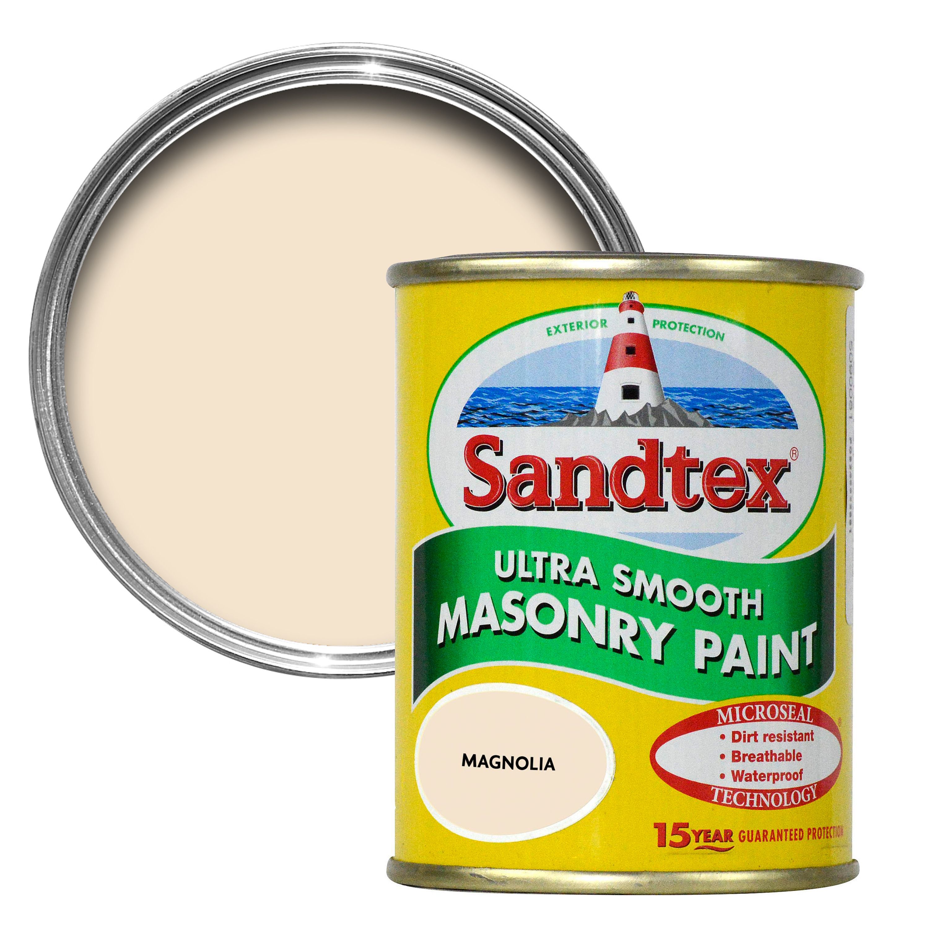 Sandtex Ultra smooth Magnolia Masonry paint, 150ml Tester pot