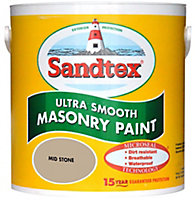 Sandtex Ultra smooth Mid stone brown Smooth Masonry paint, 2.5L
