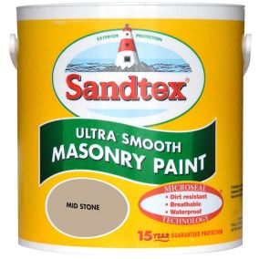 Sandtex Ultra smooth Mid stone brown Smooth Masonry paint, 2.5L