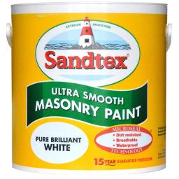 Sandtex Ultra smooth Pure brilliant white Smooth Masonry paint, 2.5L
