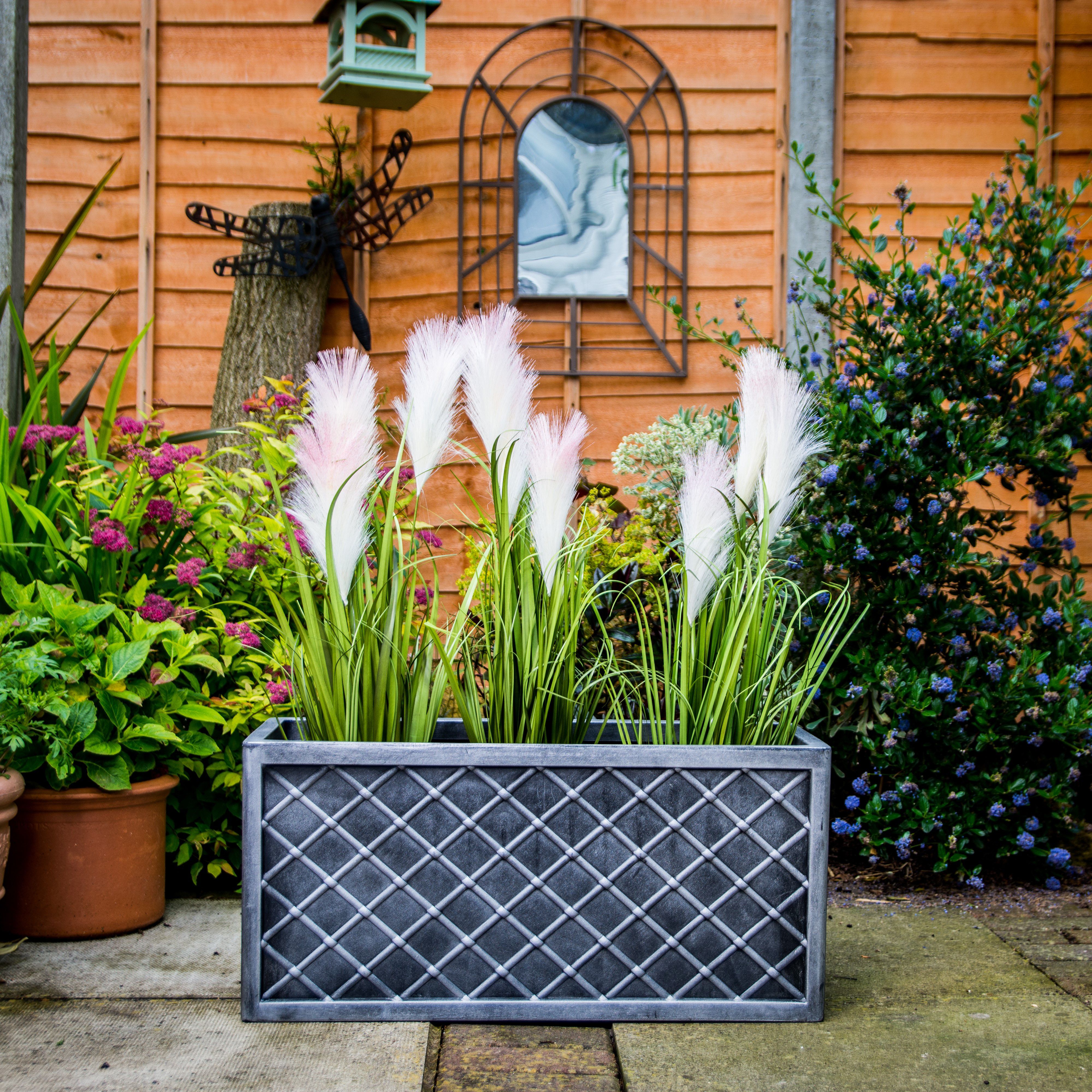Sankey Lazio Rectangular Plastic Trough(W)70cm- Pewter