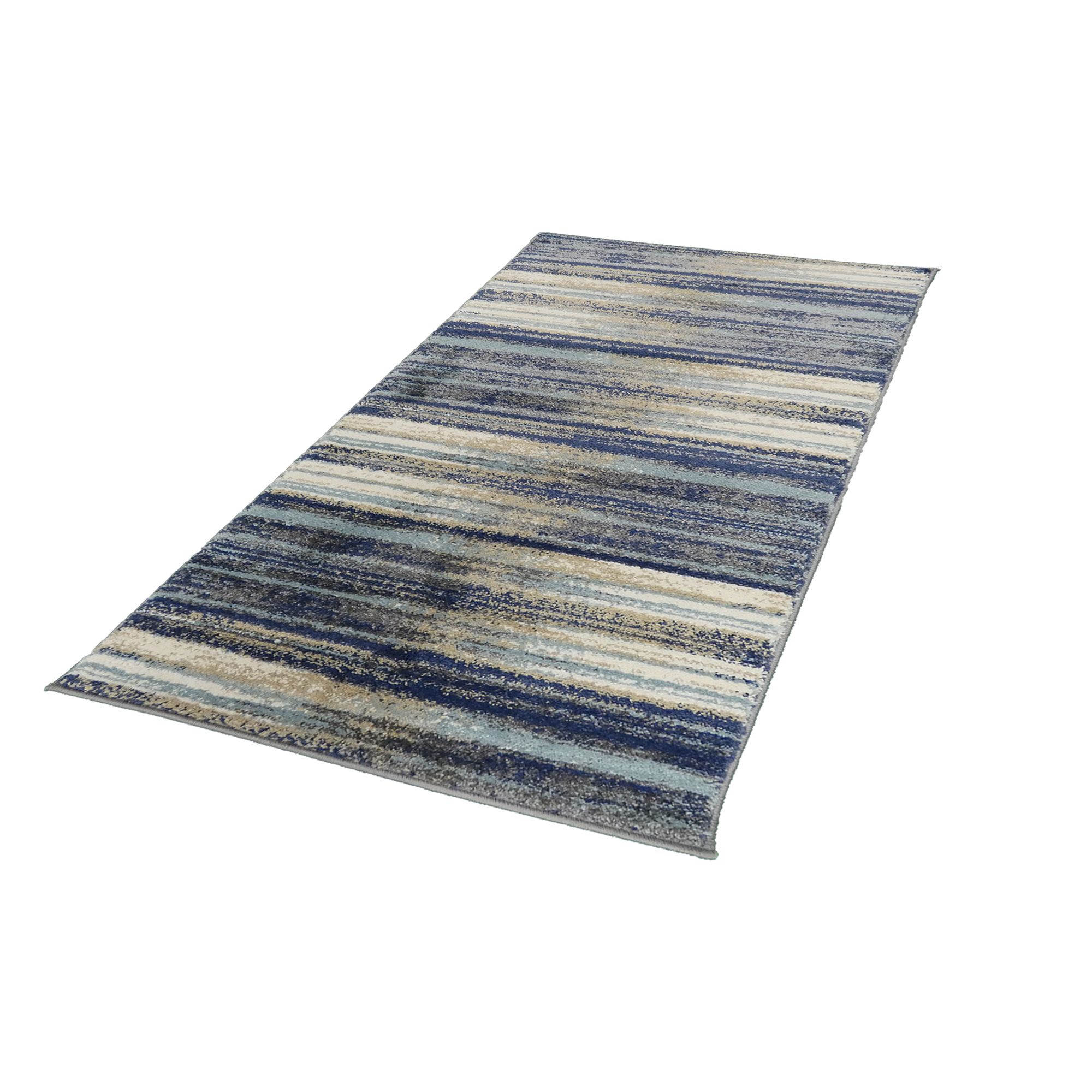 Sansa Blue Striped Small Rug, (L)150cm x (W)80cm