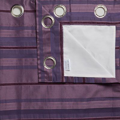 Sarina Blueberry & plum Striped Lined Eyelet Curtains (W)228cm (L)228cm, Pair