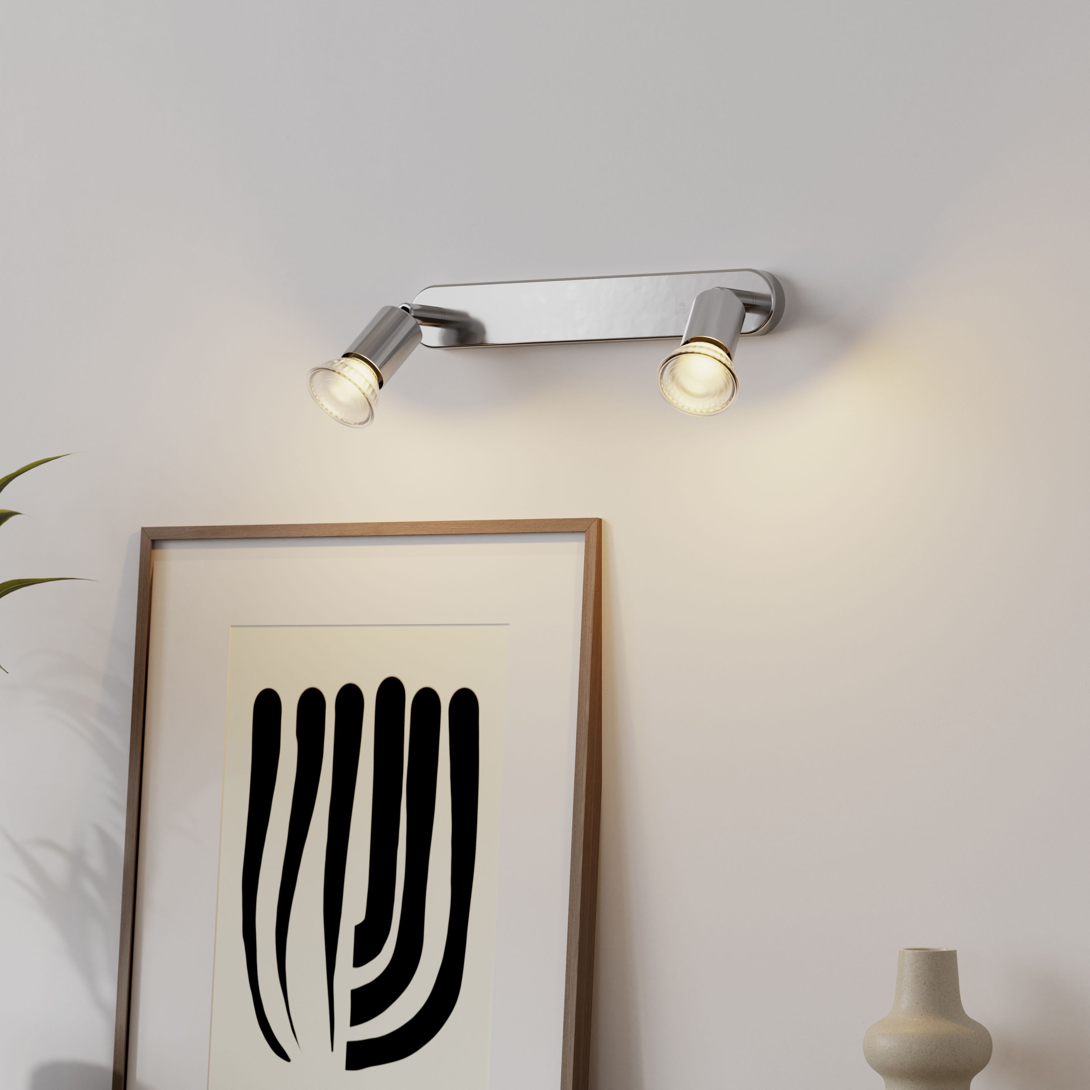 Sasha Bar Gloss Chrome effect 2 Light Spotlight