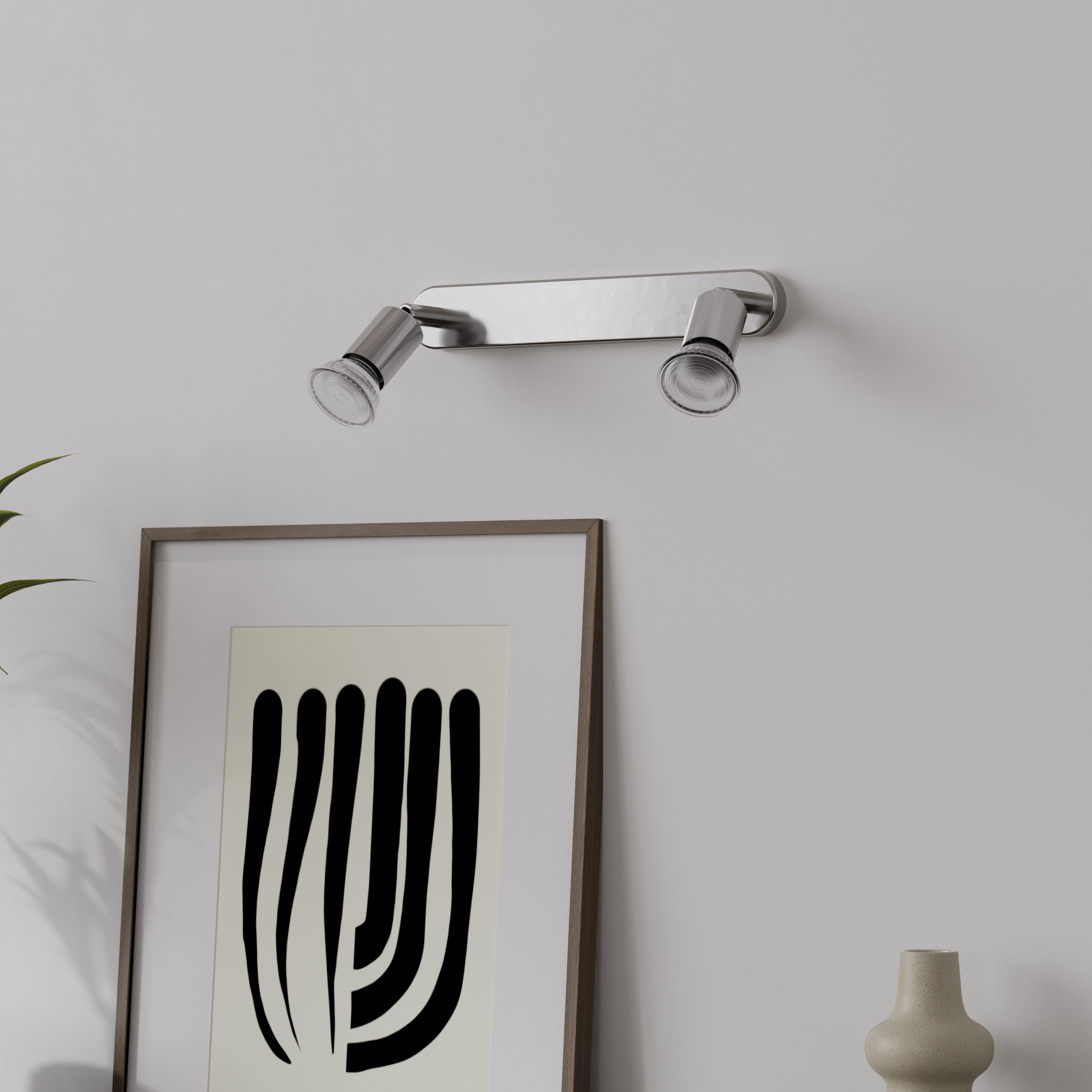 Sasha Bar Gloss Chrome effect 2 Light Spotlight