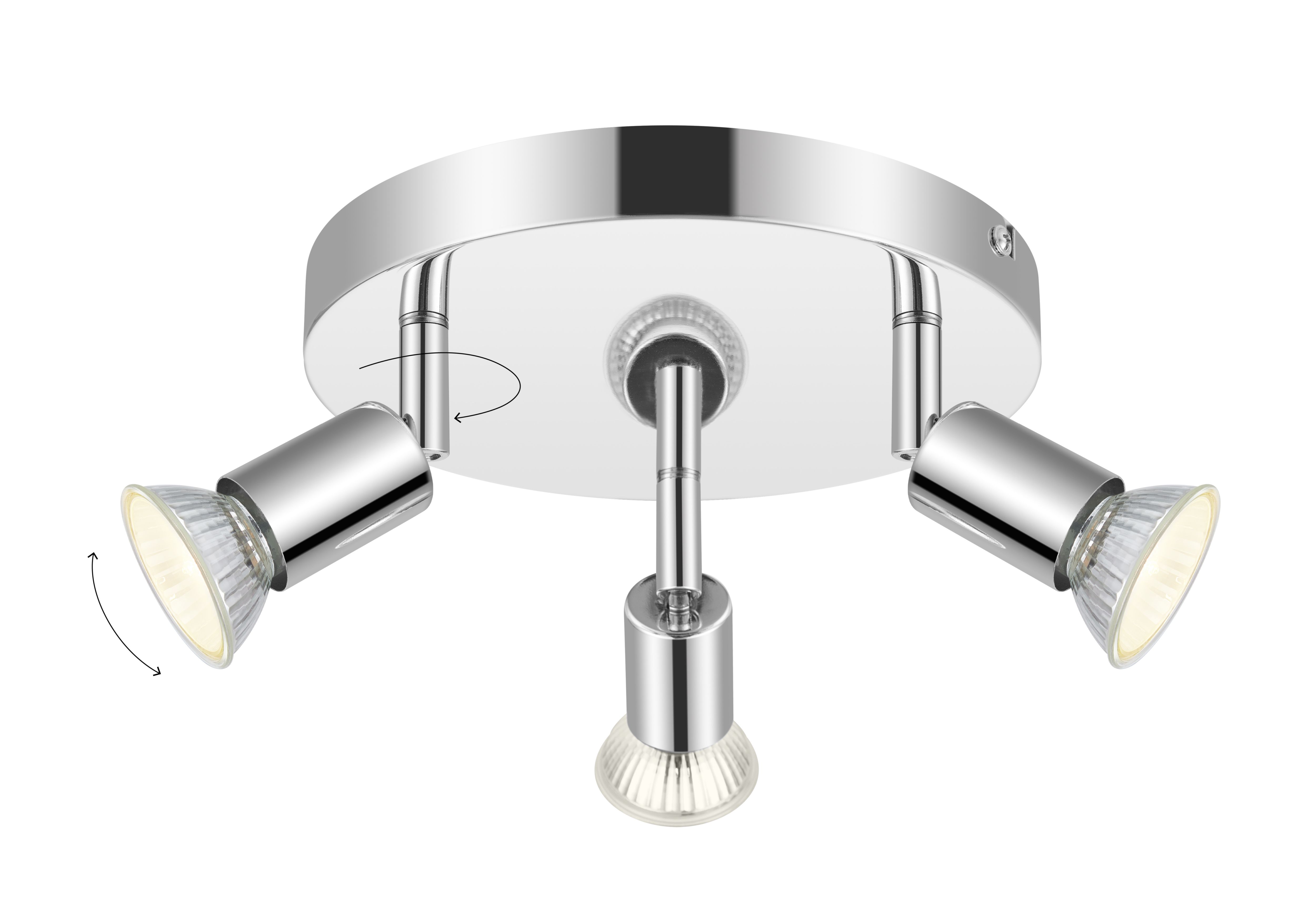 Sasha Plate Gloss Chrome effect 3 Light Spotlight
