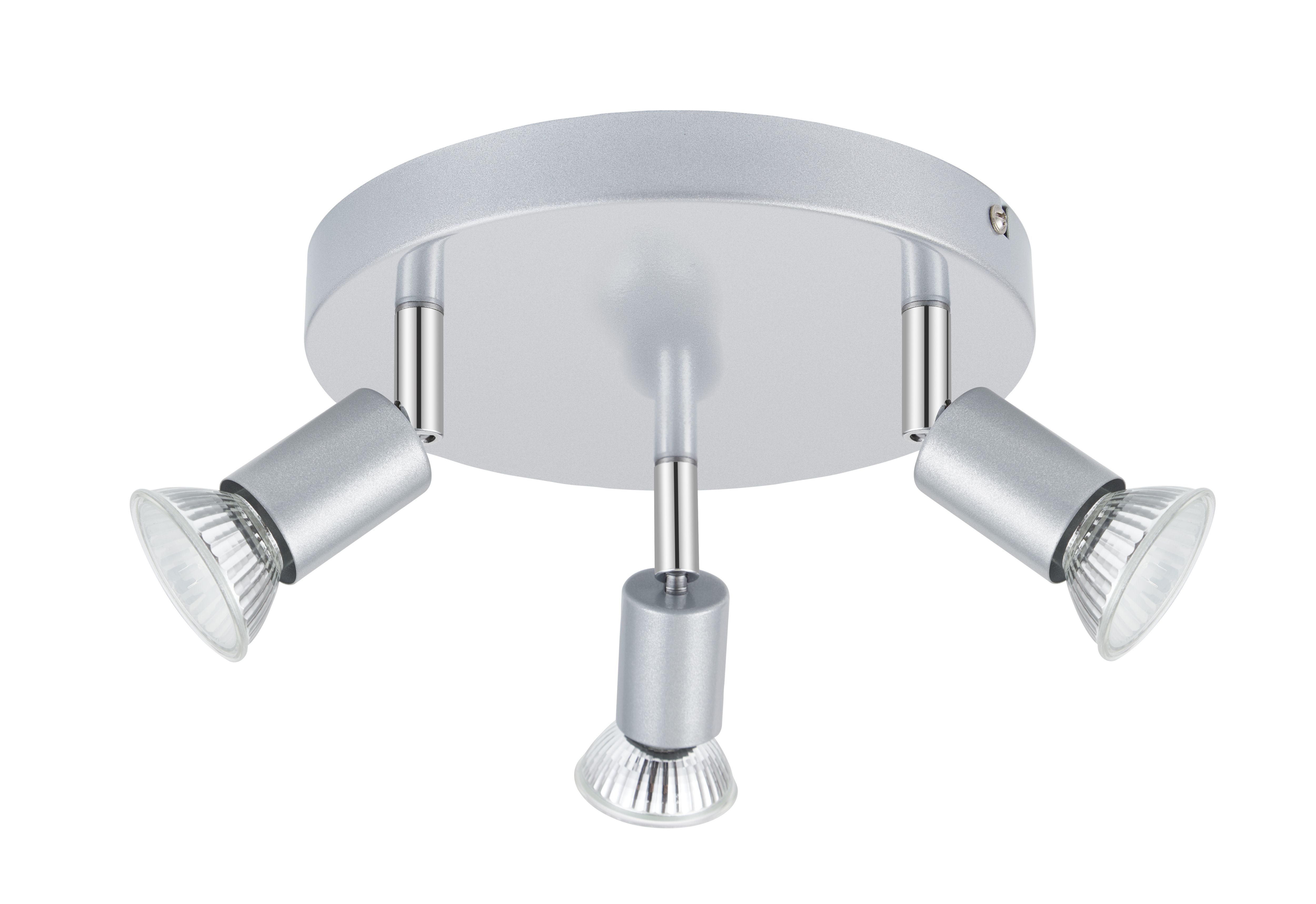Sasha Plate Gloss Silver 3 Light Spotlight