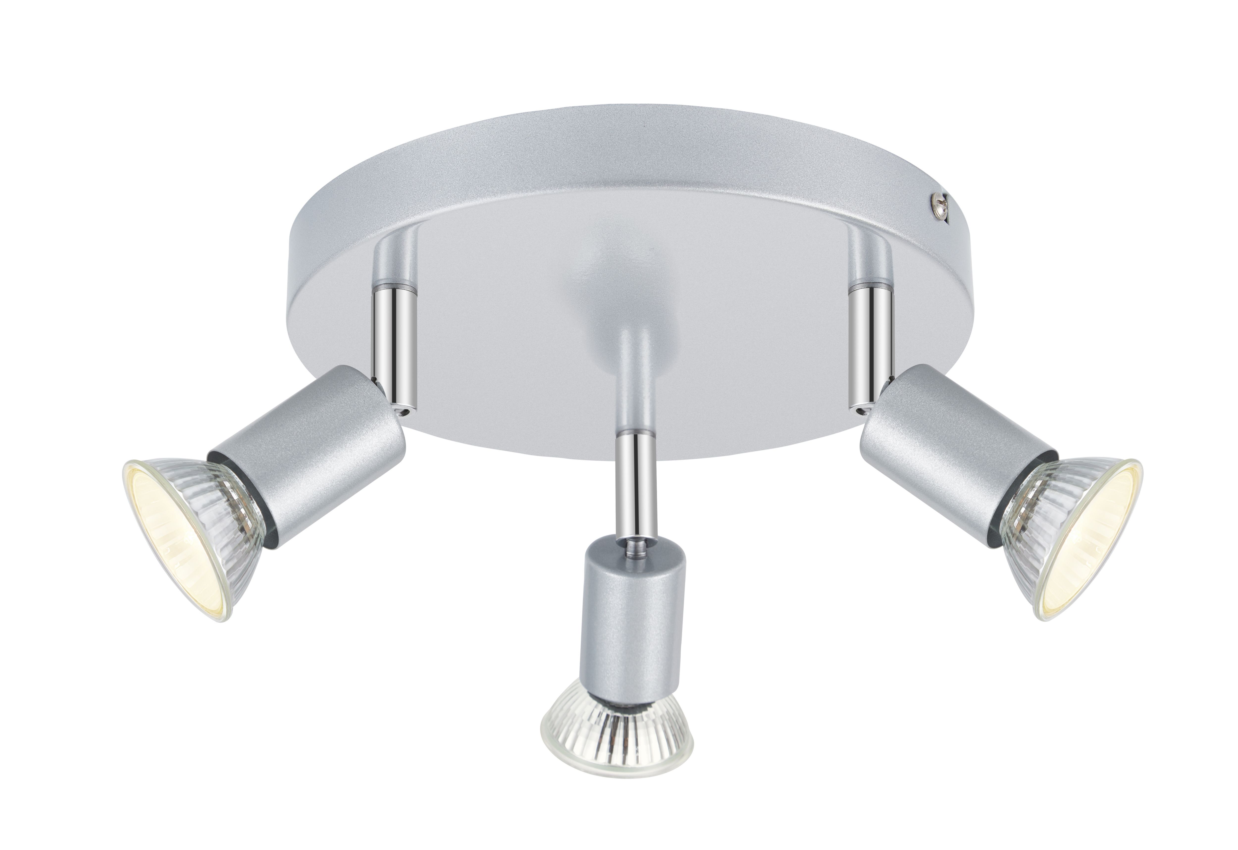 Sasha Plate Gloss Silver 3 Light Spotlight