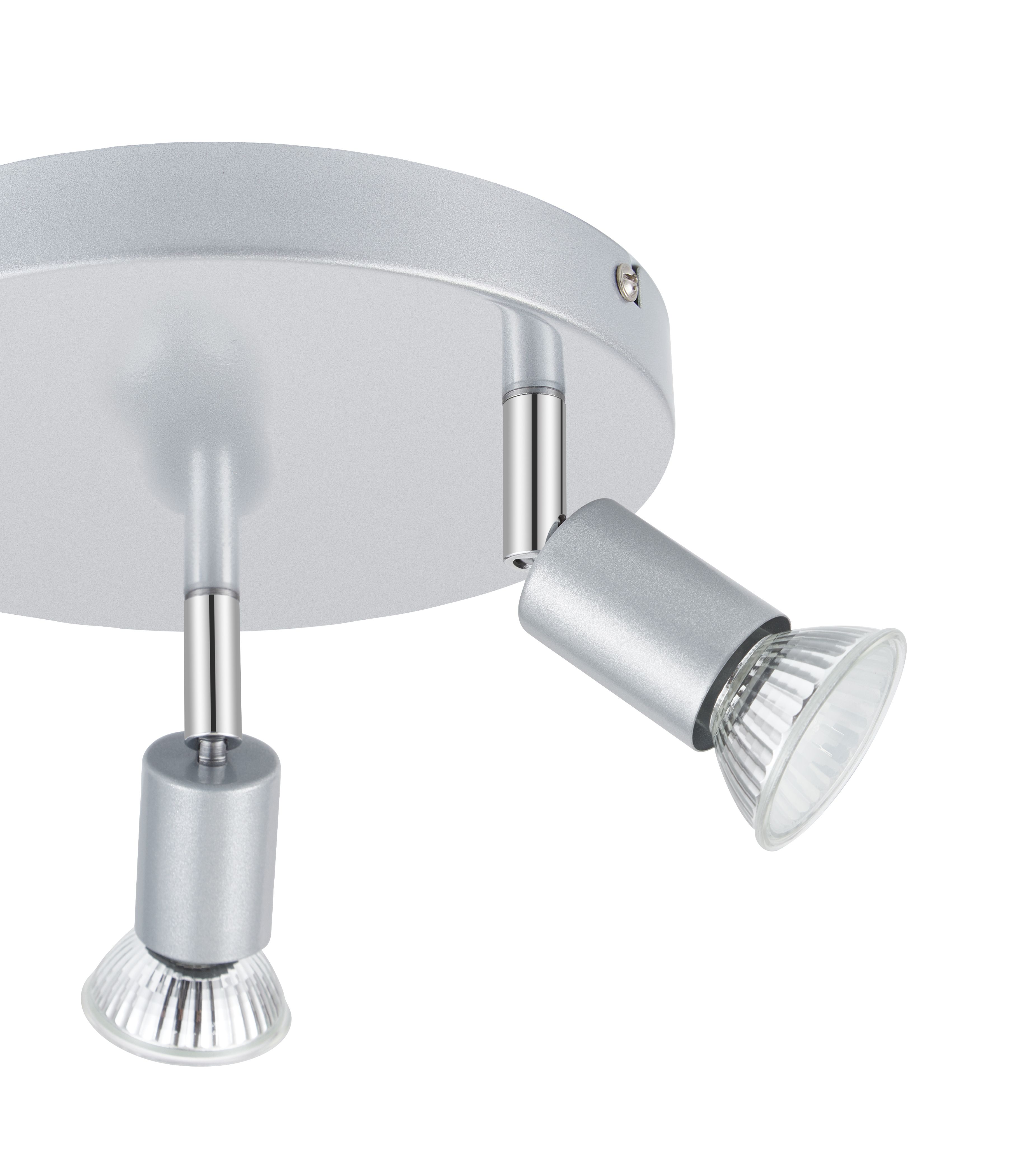 Sasha Plate Gloss Silver 3 Light Spotlight