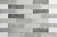 Sassari Grey Matt Linear Glass Mosaic tile sheet, (L)298mm (W)262mm
