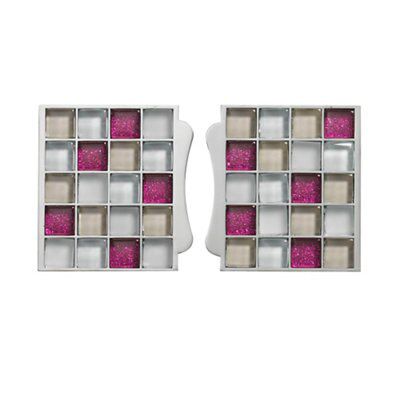 Sassi Pink Gloss Glass effect Glass Mosaic tile, (L)87mm (W)79mm