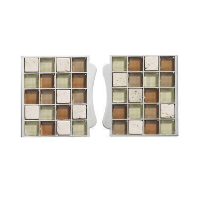 Sassi Stone Gloss Random Glass & stone Mosaic tile, (L)87mm (W)79mm