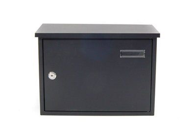 Satin Black Steel Lockable Post box, (H)430mm (W)380mm | DIY at B&Q