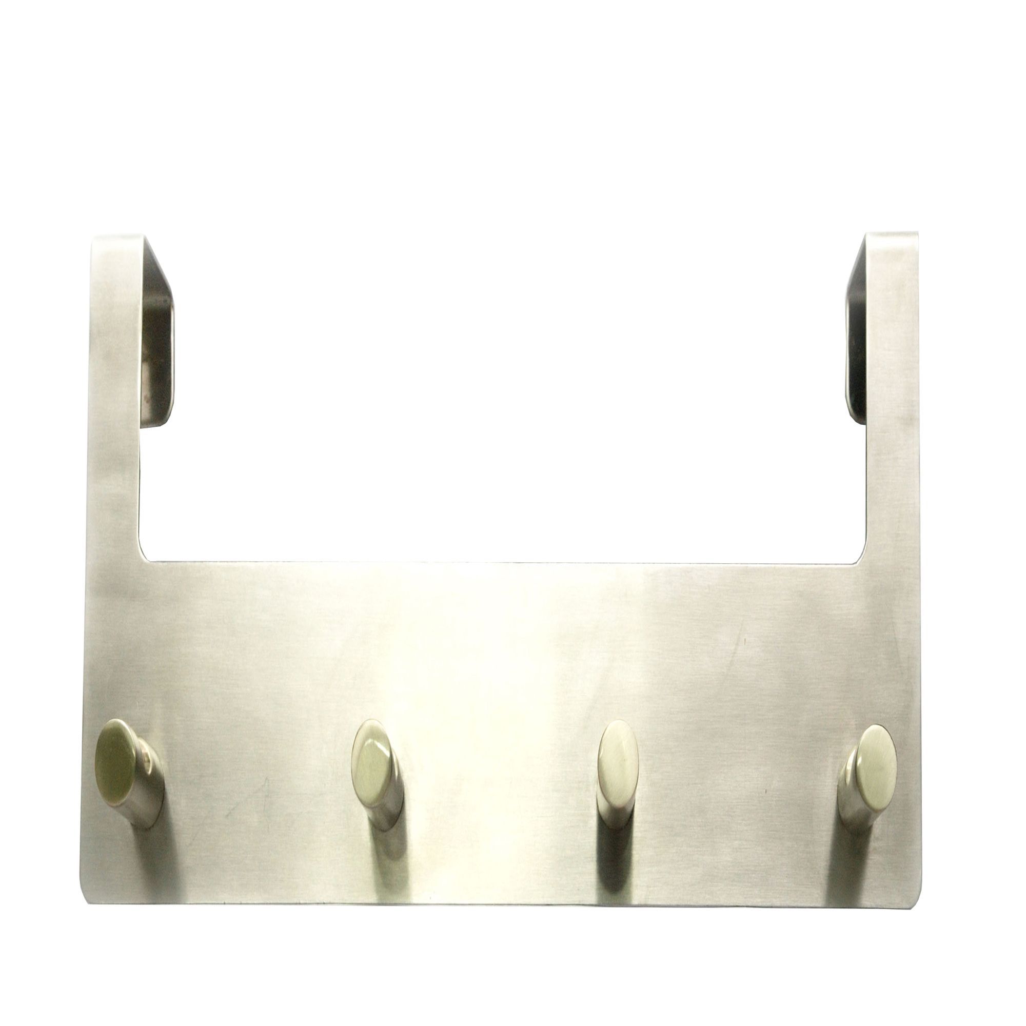 Satin Nickel effect 4 Hook rail, (L)321mm (H)120mm