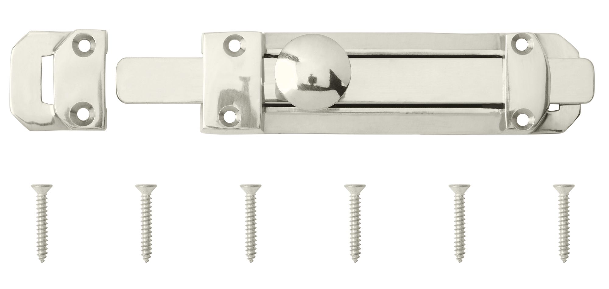 Satin Nickel effect Brass Flat Door bolt N458 (L)152mm (W)30mm