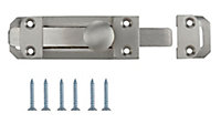 Satin Nickel effect Brass Flat N263 Door bolt (L)96mm (W)25mm