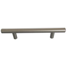 Satin Nickel effect Furniture Bar Handle (L)15.5cm (D)25mm, Pack of 6