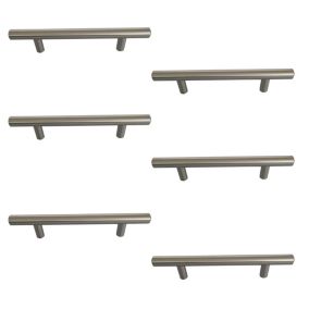 Satin Nickel effect Furniture Bar Handle (L)18.6cm (D)25mm, Pack of 6