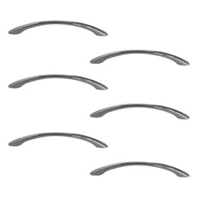 Satin Nickel effect Furniture Bow Handle (L)9.6cm (D)26mm, Pack of 6