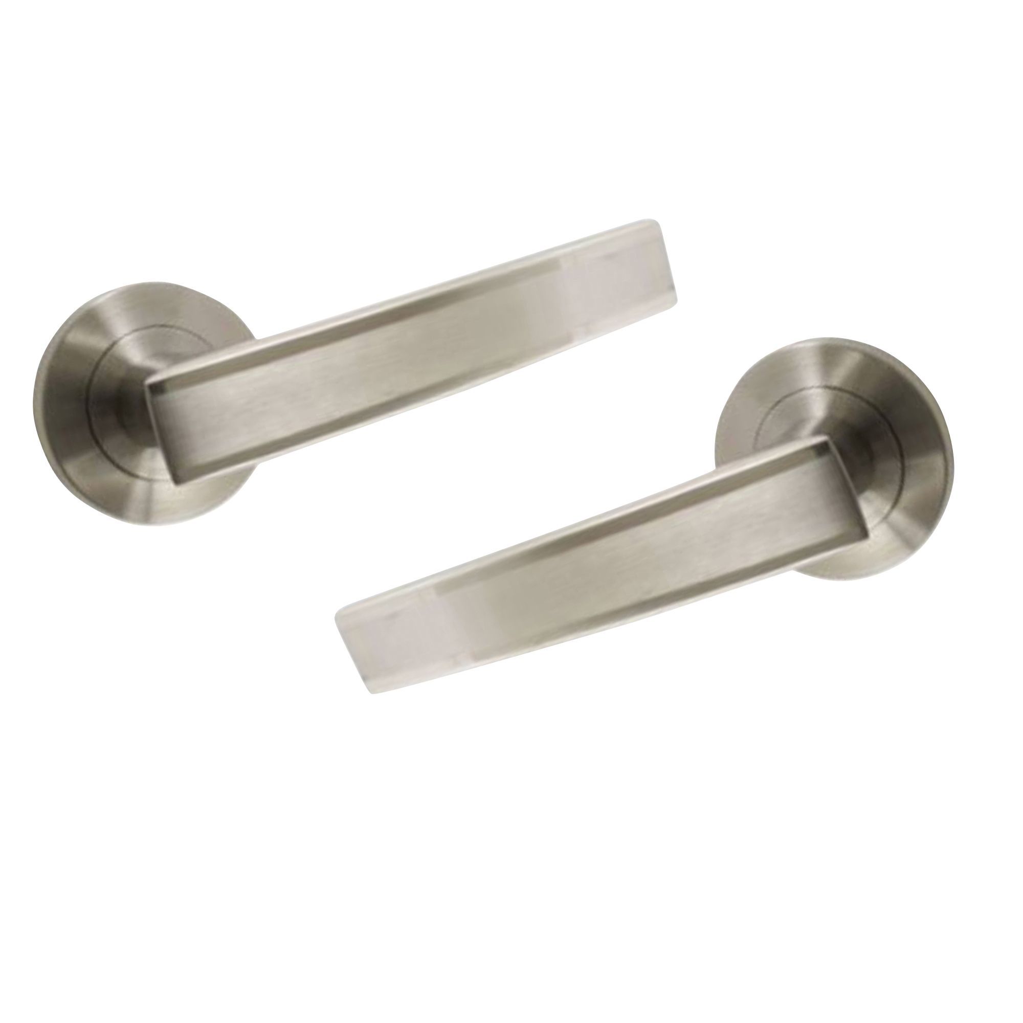 Satin Nickel effect Internal Round Latch Door handle, Set DIY at B&Q