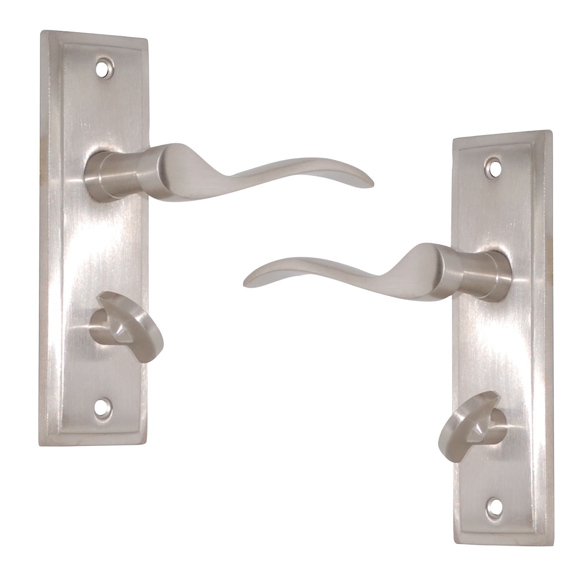 Satin Nickel effect Internal Scroll Bathroom Door handle, Set DIY at B&Q