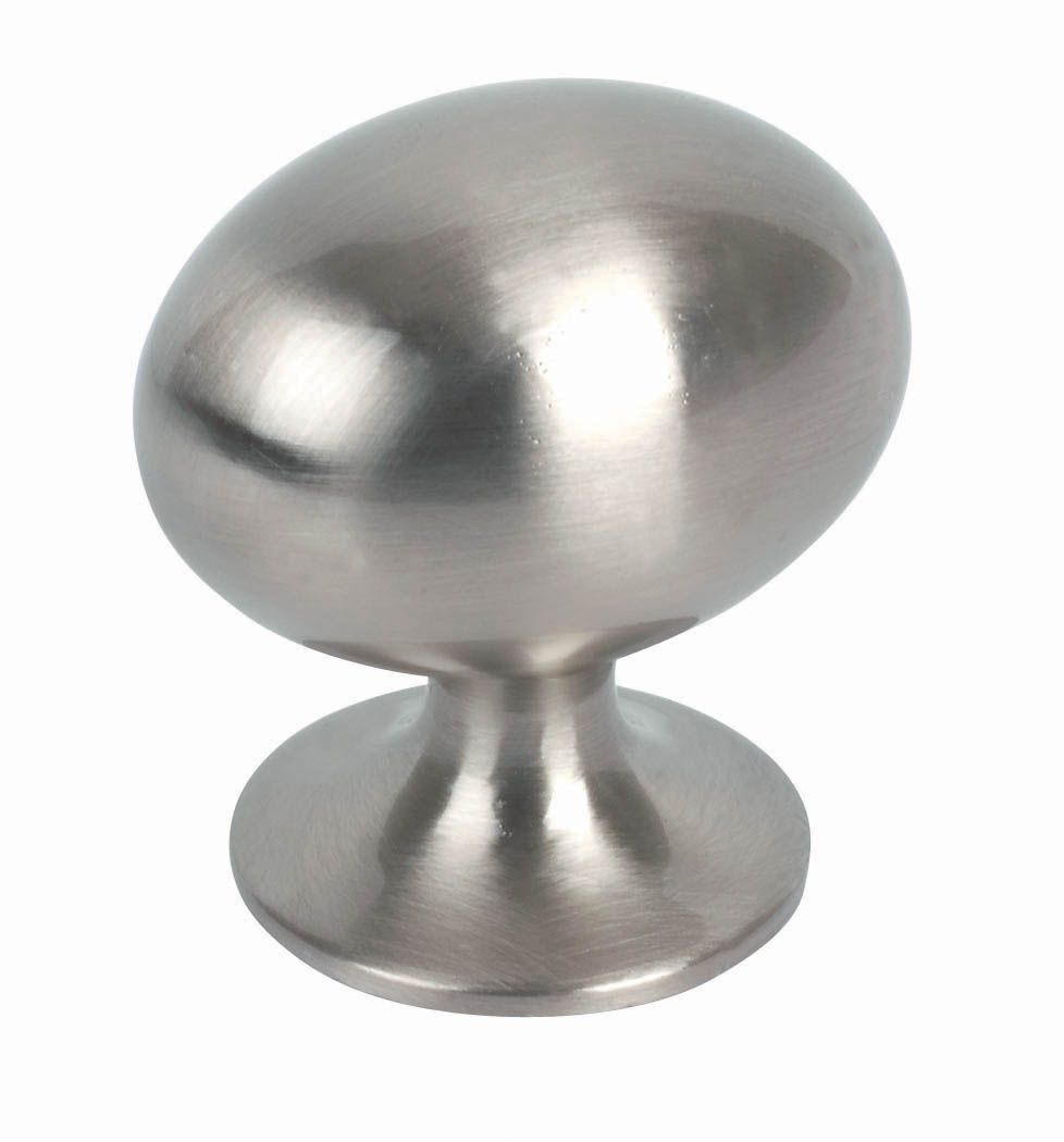 Satin Nickel Effect Knob Oval Knob (D)30 Mm, Pack Of 2 At B&Q