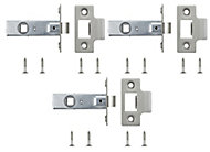 Satin Nickel effect Tubular Mortice latch (L)64mm, Pack of 3