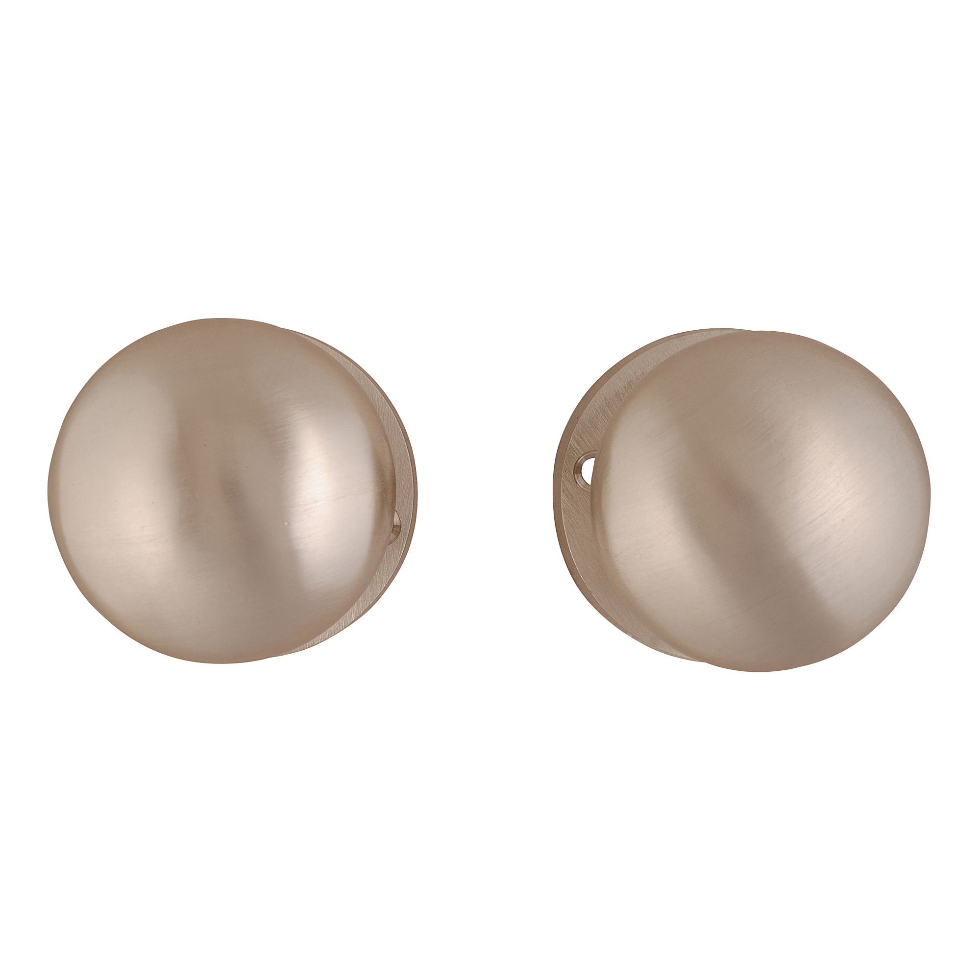 Satin Nickel effect Zamac Round Door knob (Dia)54mm, Pack of 3