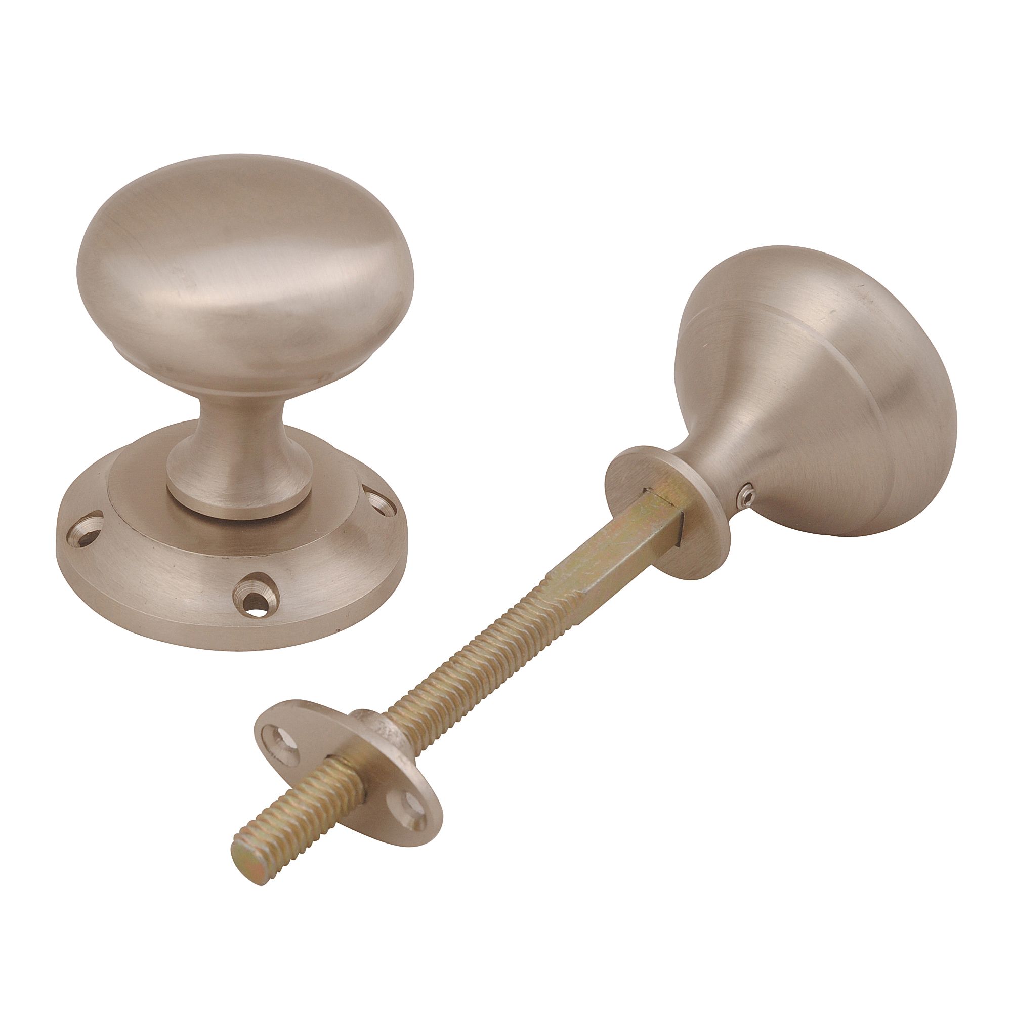 Satin Nickel effect Zamac Round Door knob (Dia)54mm, Pair