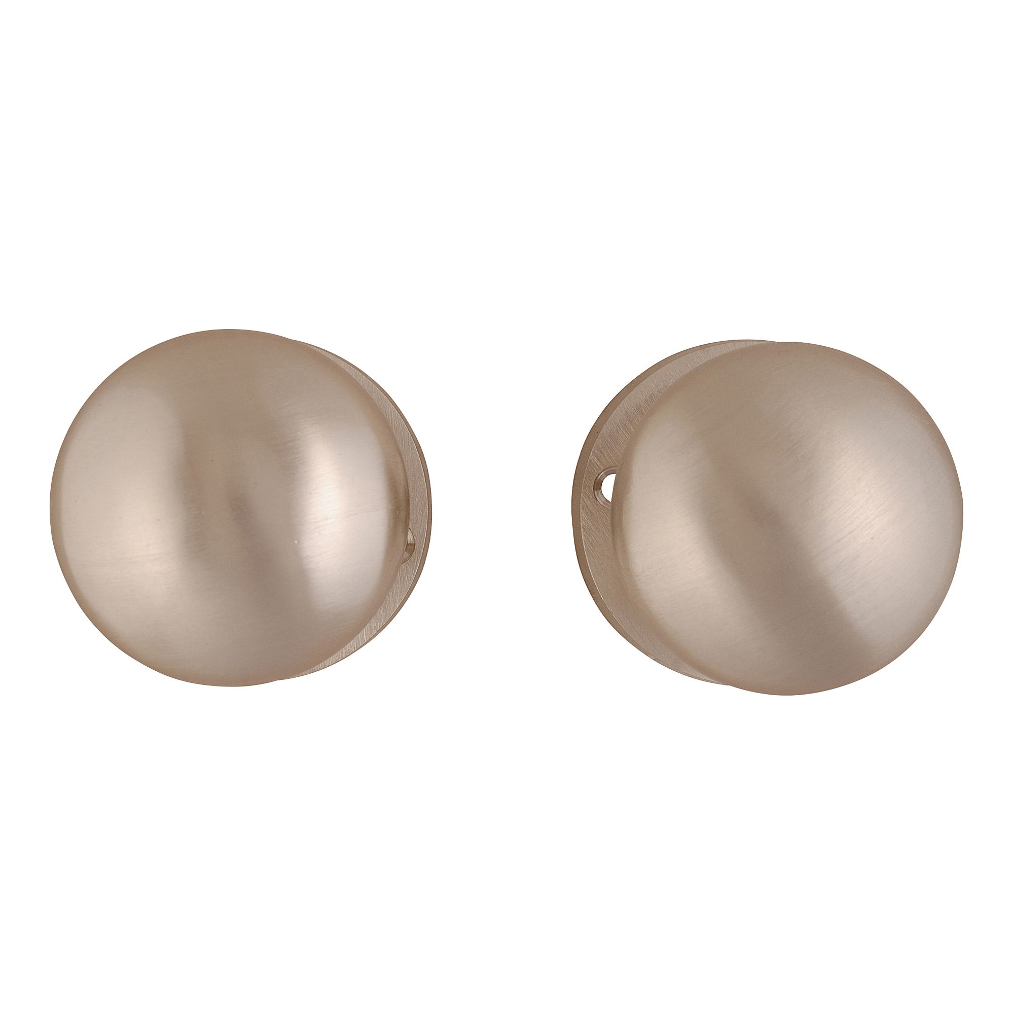 Satin Nickel effect Zamak Round Door knob (Dia)53mm, Pair