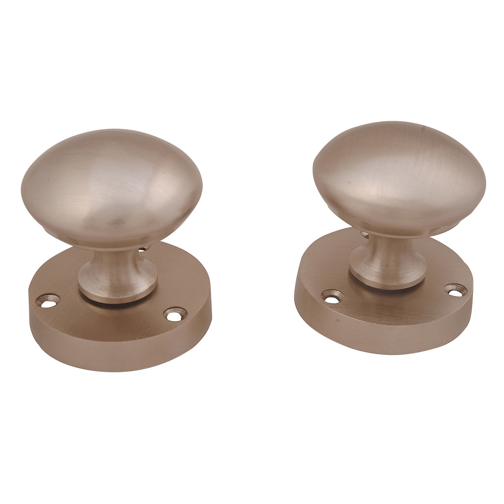 Satin Nickel effect Zamak Round Door knob (Dia)54mm, Pack of 3