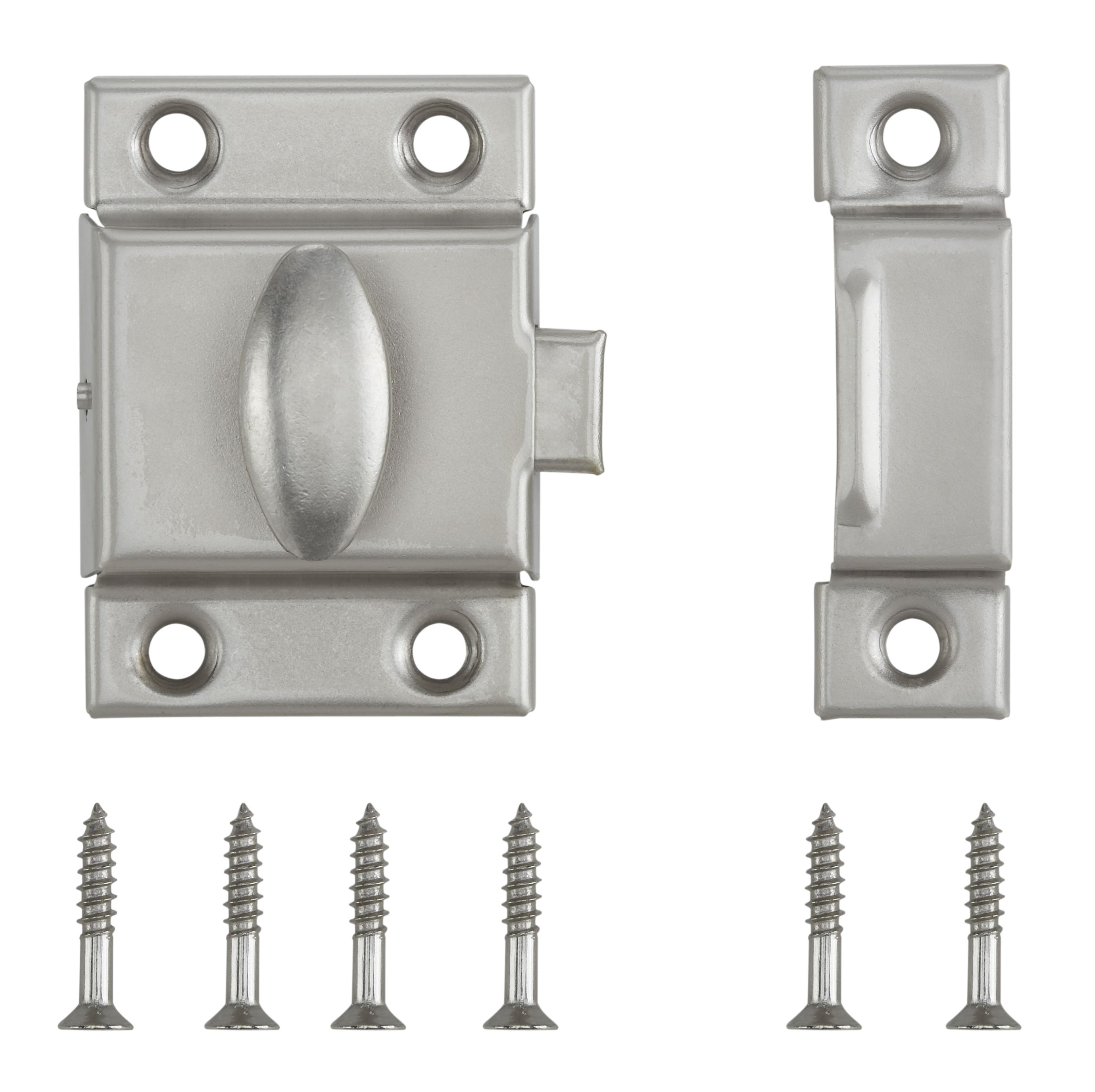 Satin Nickel-plated Carbon steel Cabinet catch (W)39mm