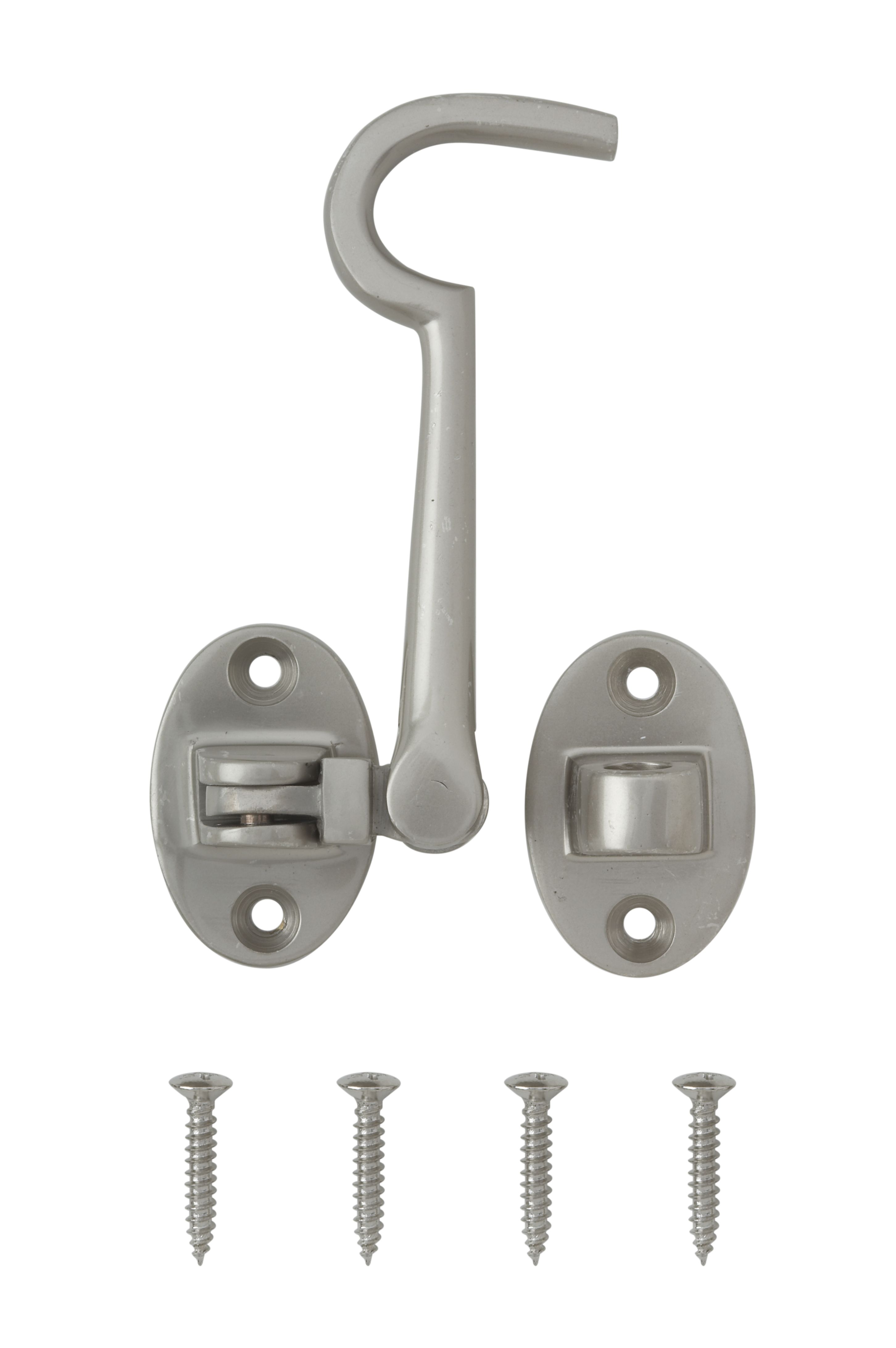 Satin Nickel-plated Galvanised Brass Cabin hook, (L)100mm