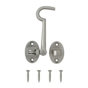 Satin Nickel-plated Galvanised Brass Cabin hook, (L)100mm