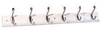 Satin White Nickel effect 6 Hook rail, (L)685mm (H)15mm