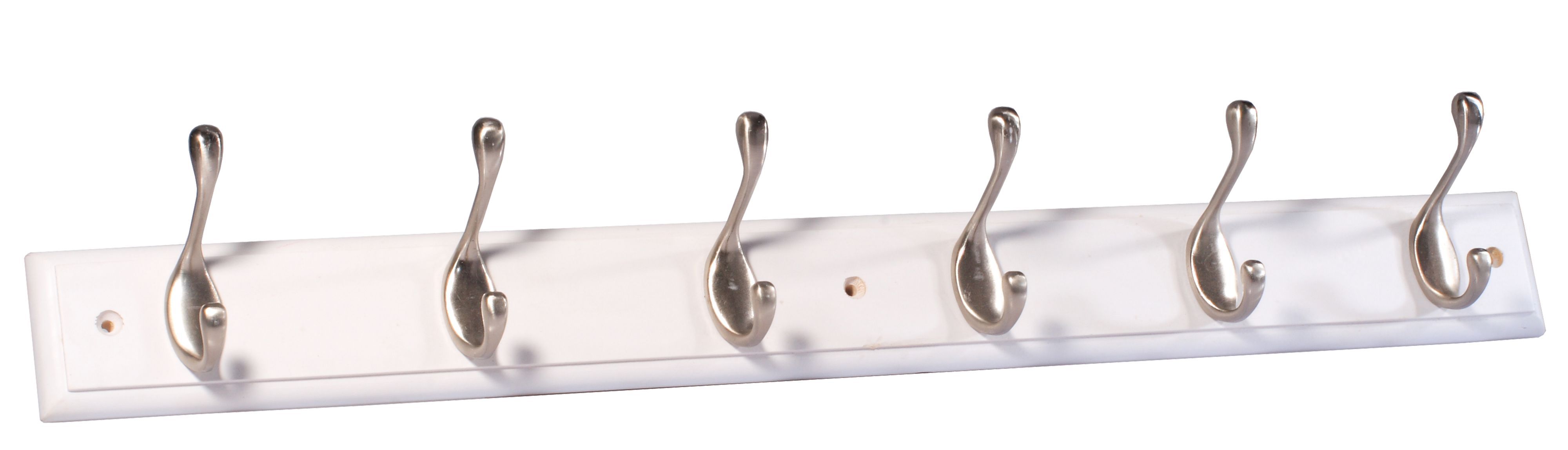 Satin White Nickel effect 6 Hook rail, (L)685mm (H)15mm