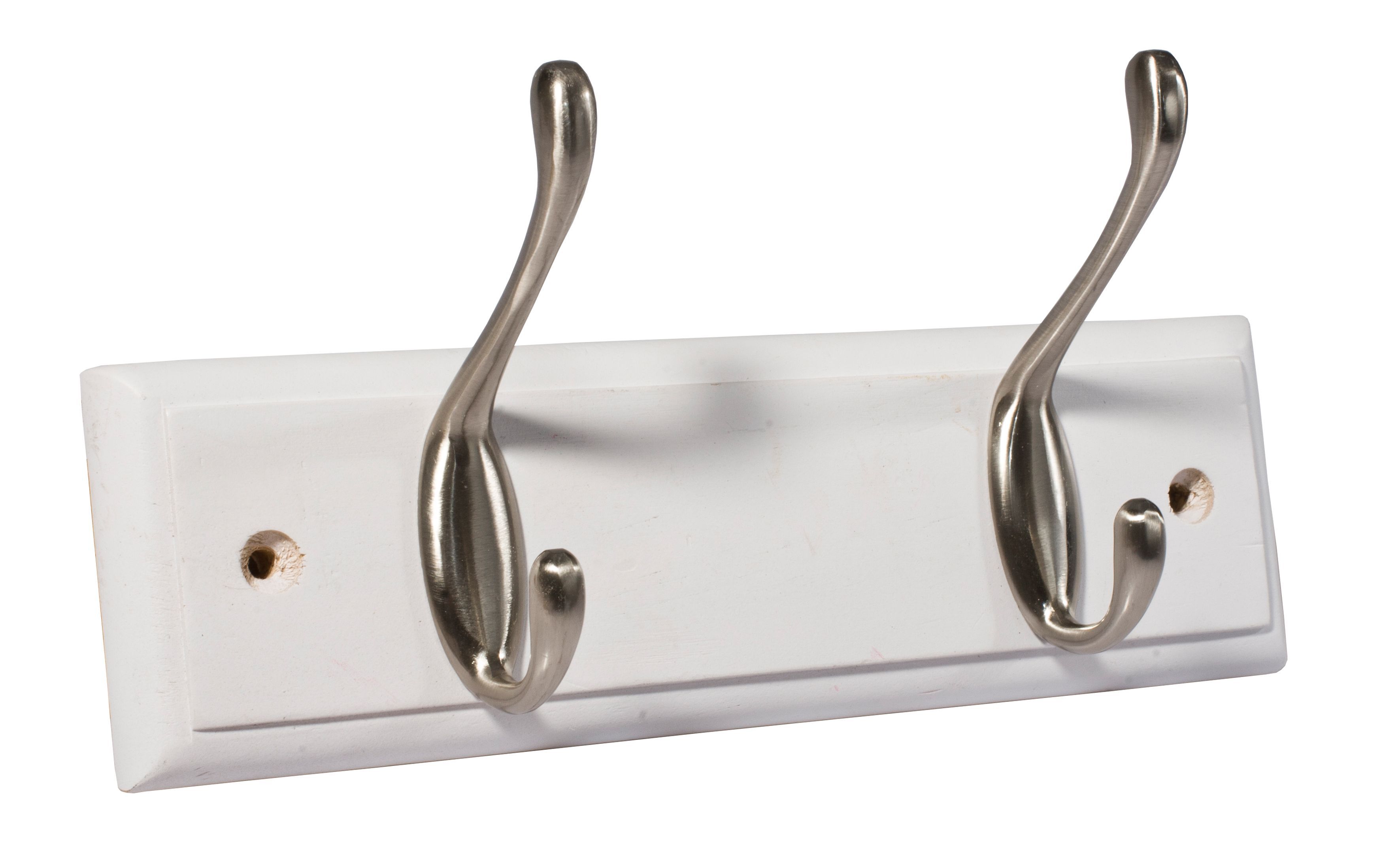 Satin White Nickel effect Hook rail (H)20mm