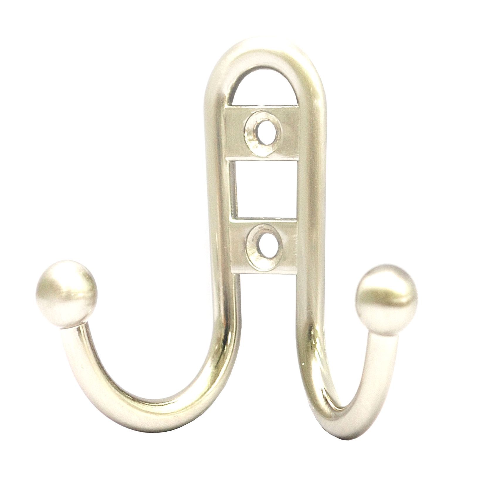 Satin Zinc alloy J-shaped Double Hook (H)76mm (W)36mm