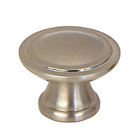 Satin Zinc alloy Nickel effect Round Cabinet Knob (Dia)29.7mm