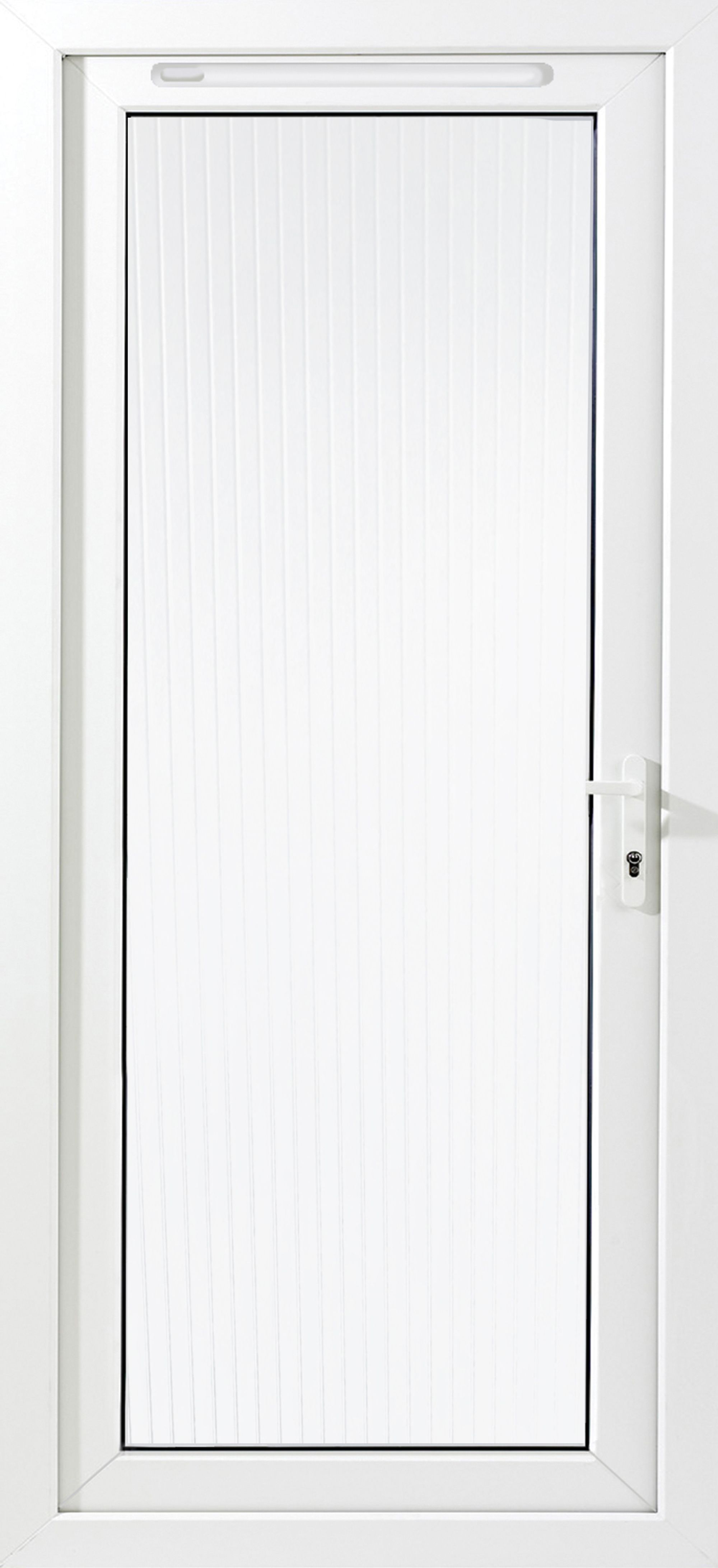 Satinated Unglazed White uPVC External Back door, (H)2055mm (W)920mm