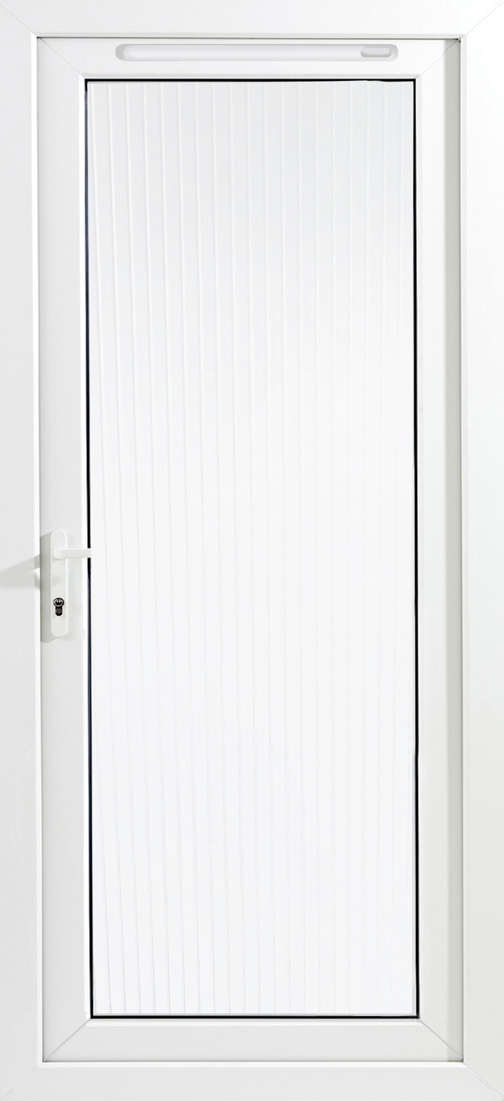 Satinated Unglazed White uPVC External Back door, (H)2055mm (W)920mm