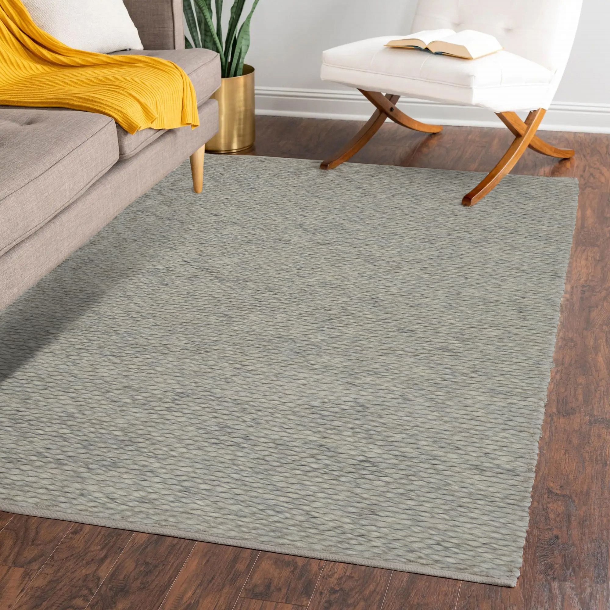 Savannah Grey Knotted Medium Rug, (L)170cm x (W)120cm